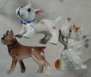 1950‘s 3 Miniature Figurines Scottie Bull Dogs