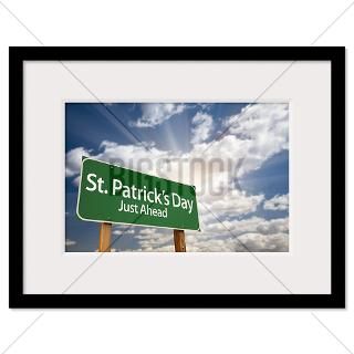 St. Patricks Day Just Ahead Green Road Sign with Framed Print