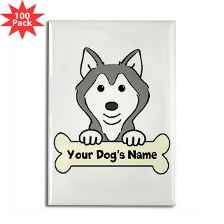 Personalized Husky Rectangle Magnet (100 pack) by dogcartoons5