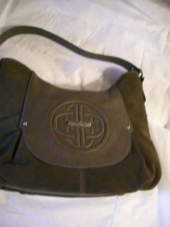 awesome KATE LANDRY HUGE OLIVE GREEN SUEDE LEATHER HOBO BAG NWT FREE
