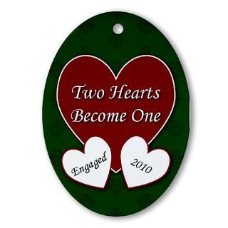2010 Gifts  2010 Home Decor  2 Hearts Engaged 2010 Oval Ornament
