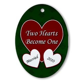2010 Gifts  2010 Home Decor  Two Hearts Married 2010 Oval