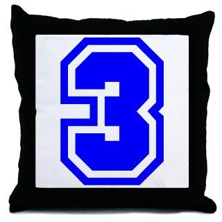Varsity Uniform Number 3 (Blue) Throw Pillow