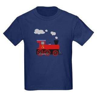 shirts  Red Train number 5 Kids Dark T Shirt