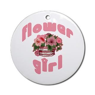 Pink Flower Girl Basket Ornament (Round)  Flower Basket Flower Girl