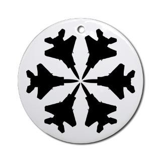  Air Force Seasonal  F 15 Aviation Snowflake Ornament (Round
