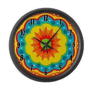 Flower Tie Dye Colorful Mexican Home Decor  17 Orange Flower Clock