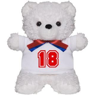 18 Gifts  18 Teddy Bears  Varsity Uniform Number 18 (Red) Teddy