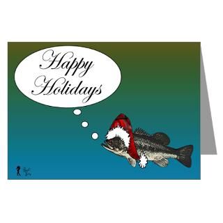  Anglers Greeting Cards  HAPPY HOLIDAYS SANTA BASS (Pk of 20