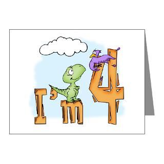 Note Cards  Dinosaur Fun 4th Birthday Note Cards (Pk of 20