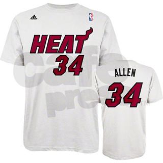 Allen adidas White Name and Number # 34 Miami Heat T Shirt by Sports