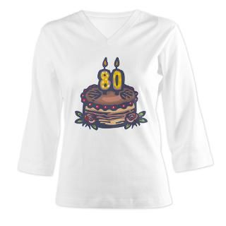 80th birthday cake transparent.png 3/4 Sleeve T sh