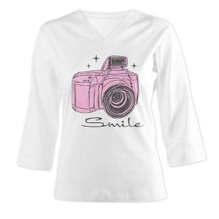 Camera Gifts  Camera Long Sleeve Ts  Camera Smile Womens 3/4