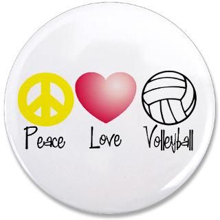 Ball Gifts  Ball Buttons  Peace, Love, Volleyball 3.5 Button