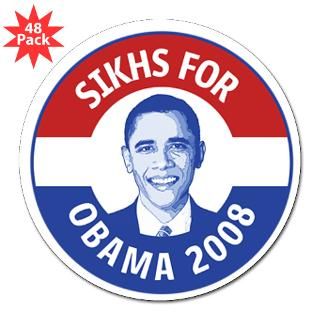 Sikhs for Obama 3 Lapel Sticker (48 pk)
