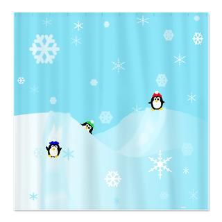 Penguin Shower Curtains  Custom Themed Penguin Bath Curtains