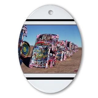 Rt 66 cadillac ranch Oval Ornament for $12.50