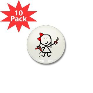 Girl & Hair Dryer Mini Button (10 pack)
