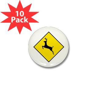 Deer Crossing Sign   Mini Button (10 pack)
