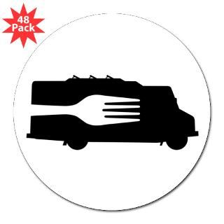 Food Truck Side/Fork (Black/White) Round Sticker for $30.00