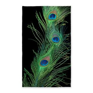 Black and Green Peacock Feather 3x5 Area Rug for $88.00