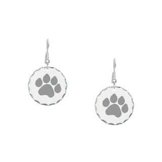 silver paw print design earring circle charm $ 16 89