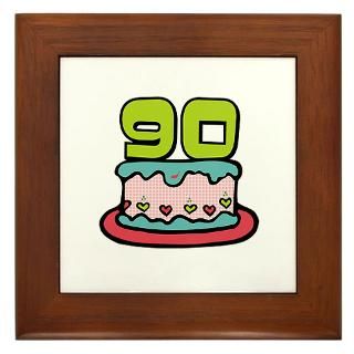 90 Gifts  90 Home Decor  90th Birthday Cake Framed Tile