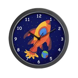 Outer Space Rocket Ship Wall Clock for $18.00