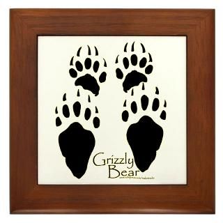 grizzly bear tracks design framed tile $ 14 98