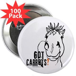 Gifts  Carrots Buttons  Funny Horse 2.25 Button (100 pack