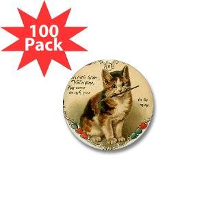 Victorian Kitten Valentine Mini Button (100 pack)