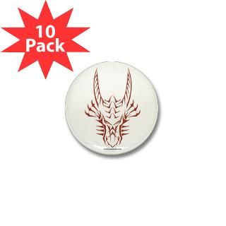 Red Dragon Head Mini Button (10 pack)