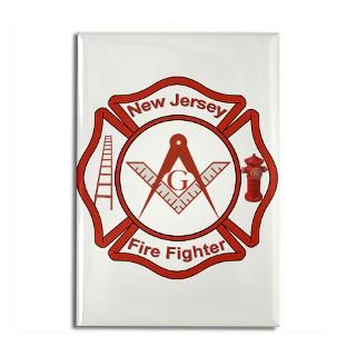 New Jersey Masons Fire Fighters Rectangle Magnet