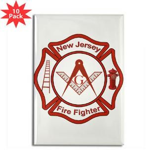 New Jersey Masons Fire Fighters Rectangle Magnet (