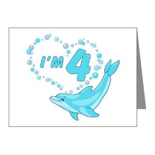 Gifts  4 Note Cards  Dolphin Heart 4th Birthday Invitations (20 pk