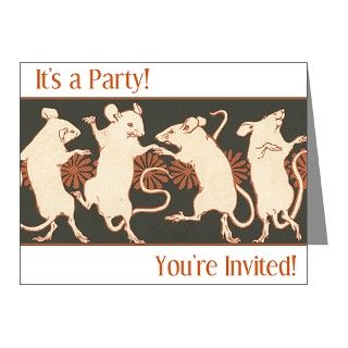 Dancing Gifts  Dancing Note Cards  Rat Party Invitations (Pk of 10)