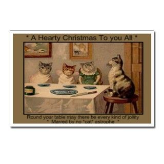 Cat Gifts  Cat Postcards  1881 Hearty Christmas Postcards (Package