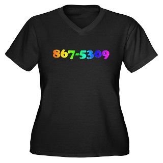 1980 Gifts  1980 Plus Size  867 5309 Womens Plus Size V Neck Dark T