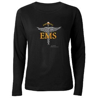 911 Gifts  911 Long Sleeve Ts  Womens EMS Long Sleeve Blk & Brwn