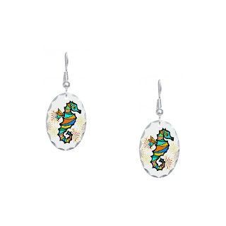 Fish Gifts  Fish Jewelry  RAINBOW SEAHORSE Earring Oval Charm