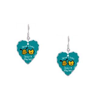 Cat Gifts  Cat Jewelry  Save Lives Spay & Neuter Earring Heart Charm