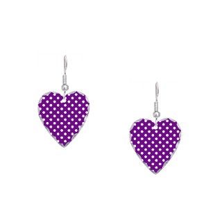 Cool Gifts  Cool Jewelry  Purple and White Polka Dot Earring Heart