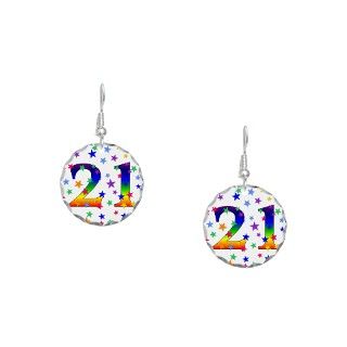 21 Gifts  21 Jewelry  Rainbow Stars 21st Birthday Earring Circle