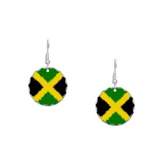 African Gifts  African Jewelry  Flag of Jamaica Earring Circle Charm