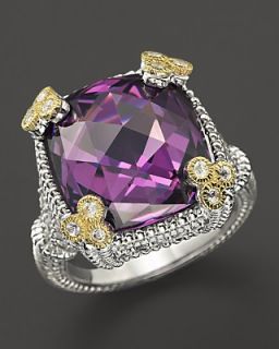 Judith Ripka Sterling Silver Small Monaco Ring with Purple Crystal