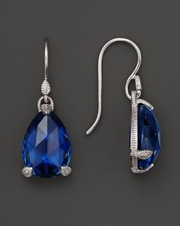 Judith Ripka Pear Stone Earrings In Blue Corundrum