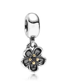 PANDORA Dangle Charm   Sterling Silver, Black Spinel & 14K Gold