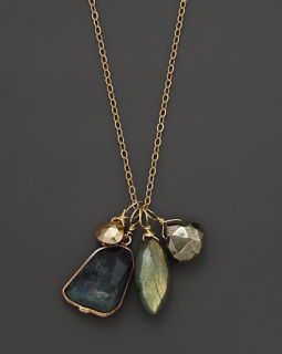 Plated Labradorite Bezel and Multi Drop Necklace, 16