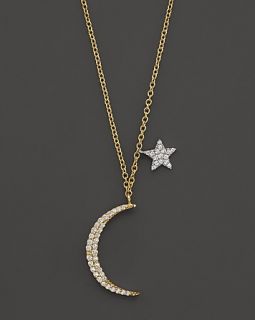 Moon Necklace in 14K Yellow Gold, .22 ct. t.w., 16
