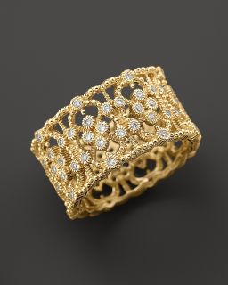 Judith Ripka 18K Gold Laurel Band Ring with Diamonds, .49 ct. t.w